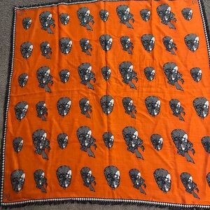 Alexander McQueen orange skull scarf